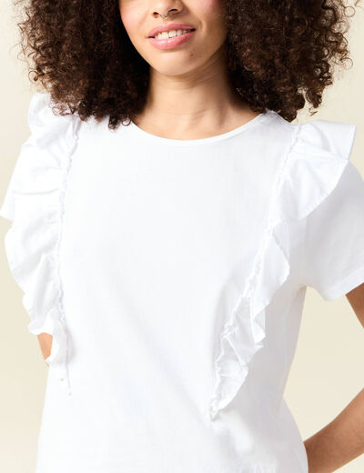 T-shirt en coton manches courtes blanc femme