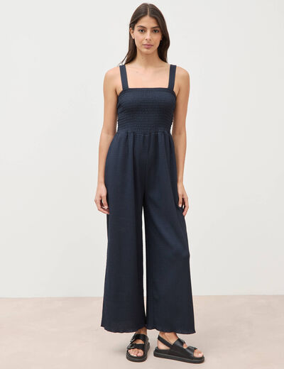 Combinaison salopette fines bretelles bleu marine femme