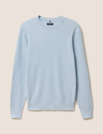 Pull fin col rond manches longues bleu ciel homme