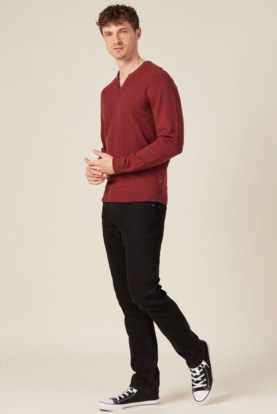 Pull manches longues bordeaux homme