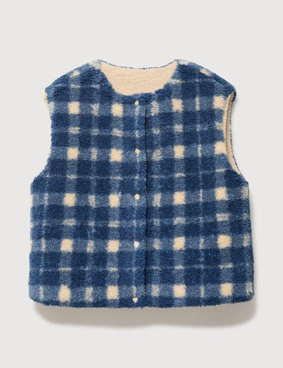 Gilet sans manches r&eacute;versible bleu femme