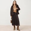 Sweat col rond manches longues marron femme