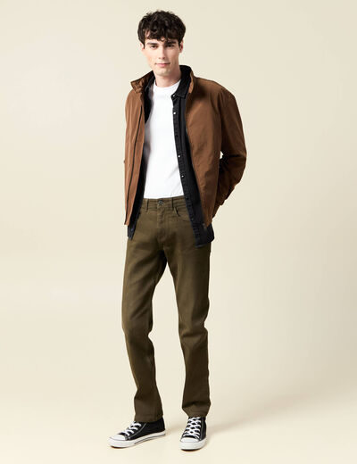 Jeans straight longueur 32 denim taupe homme