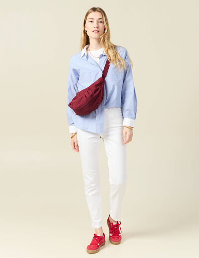 Jeans girlfriend taille haute denim blanc femme