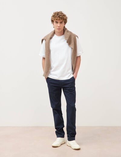Pantalon straight longueur 32 ceinture bleu marine homme