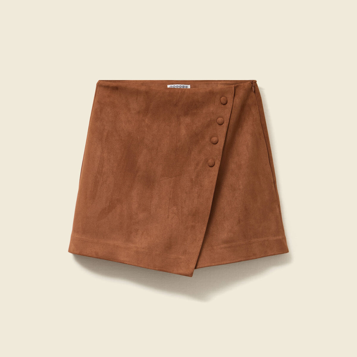 Jupe-short taille haute camel femme