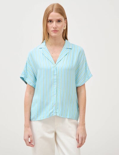 Chemise manches 3/4 bleu clair femme