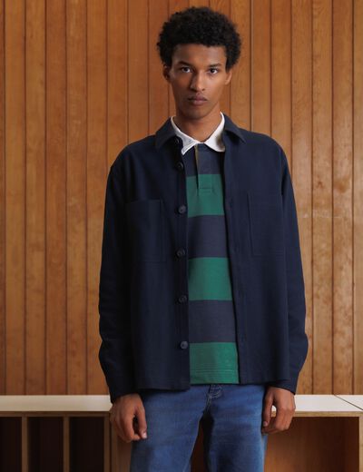 Surchemise manches longues bleu marine homme