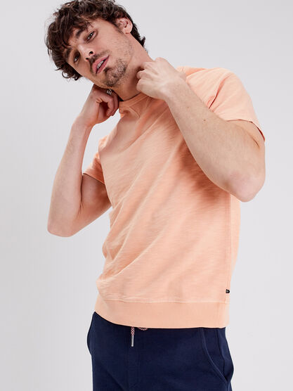 Sweat manches courtes orange corail homme
