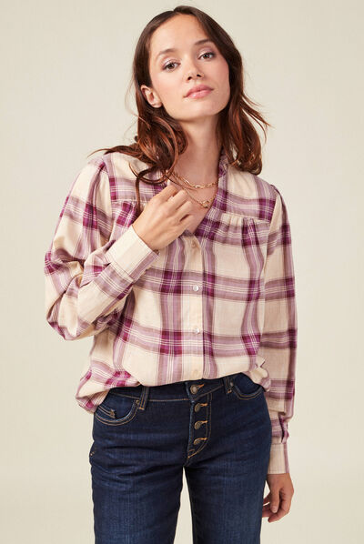 Chemise manches longues violet femme