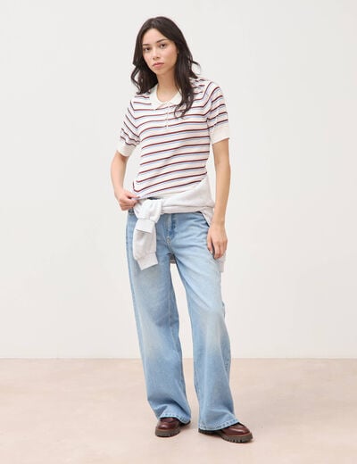 Polo manches courtes ecru femme