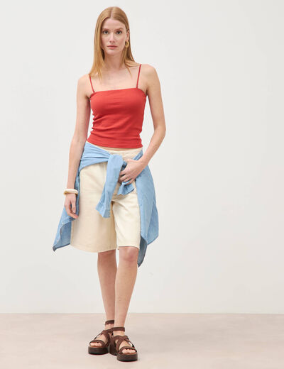 D&eacute;bardeur ajust&eacute; cropped d&eacute;collet&eacute; orange fonc&eacute; femme