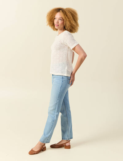 T-shirt manches courtes ivoire femme