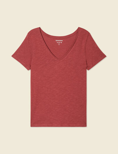 T-shirt manches courtes rouge foncé femme
