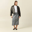 Jupe midi droite bleu marine femme