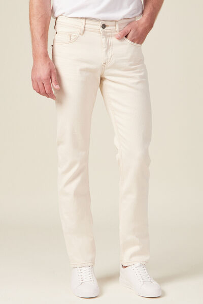 Jeans straight 5 poches ecru homme