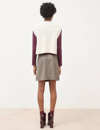 Pull droit cropped sans manches creme femme