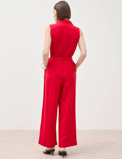 Combinaison salopette sans manches rouge femme