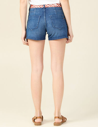 Short straight en jean denim stone femme