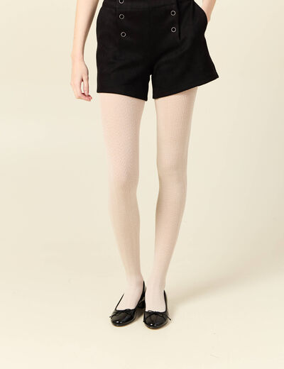 Collants maille fantaisie femme creme femme