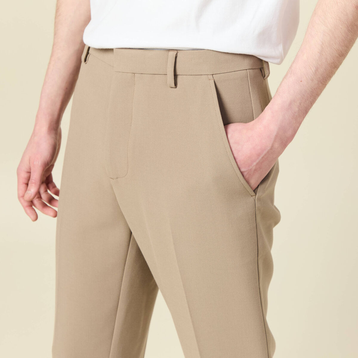 Pantalon slim cigarette taupe homme