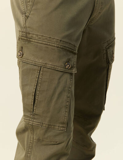 Pantalon cargo droit vert kaki homme