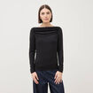 T-shirt ajust&eacute; manches longues bardot noir femme