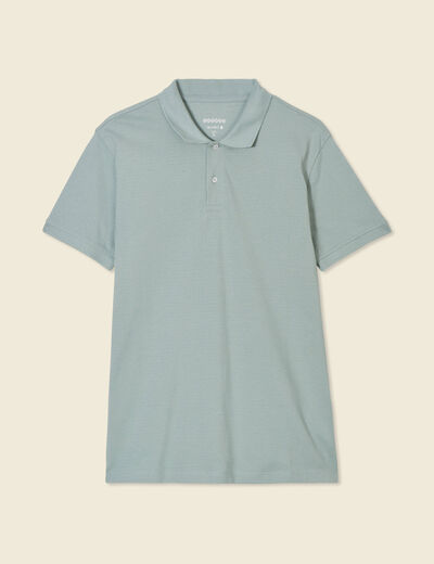 Polo cintr&eacute; en coton manches courtes vert homme