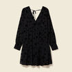 Robe manches longues en voile doubl&eacute;e noir femme
