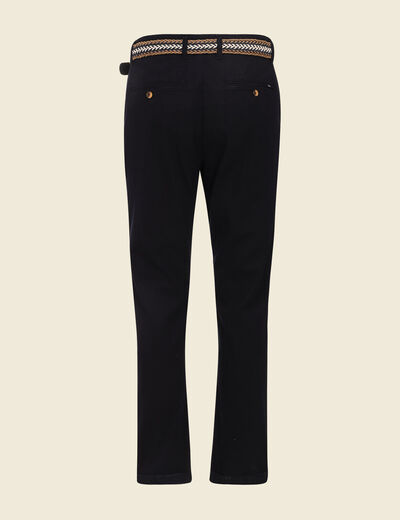 Pantalon chino ceinturé bleu foncé homme