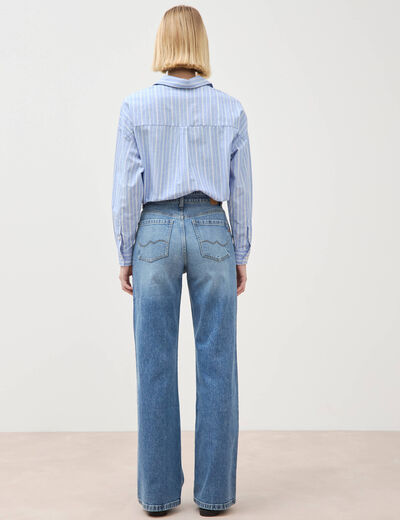 Jeans large taille haute denim stone femme