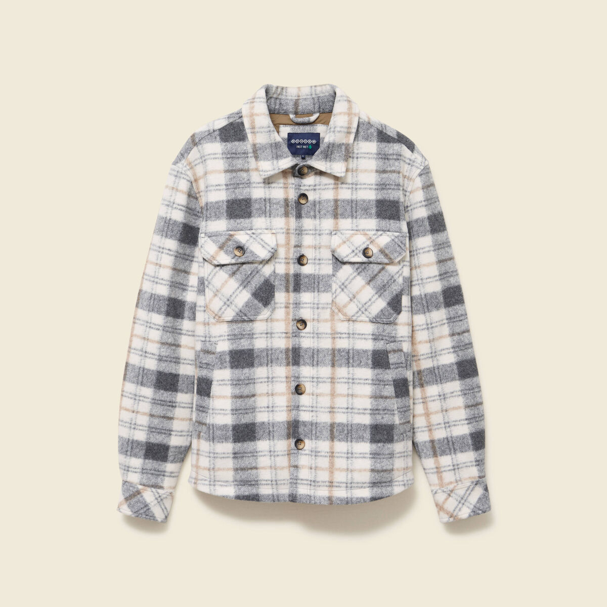 Surchemise oversize courte doubl&eacute;e gris homme