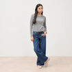 Pull fin col rond manches longues gris clair femme