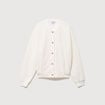 Veste droite manches longues tweed ecru femme