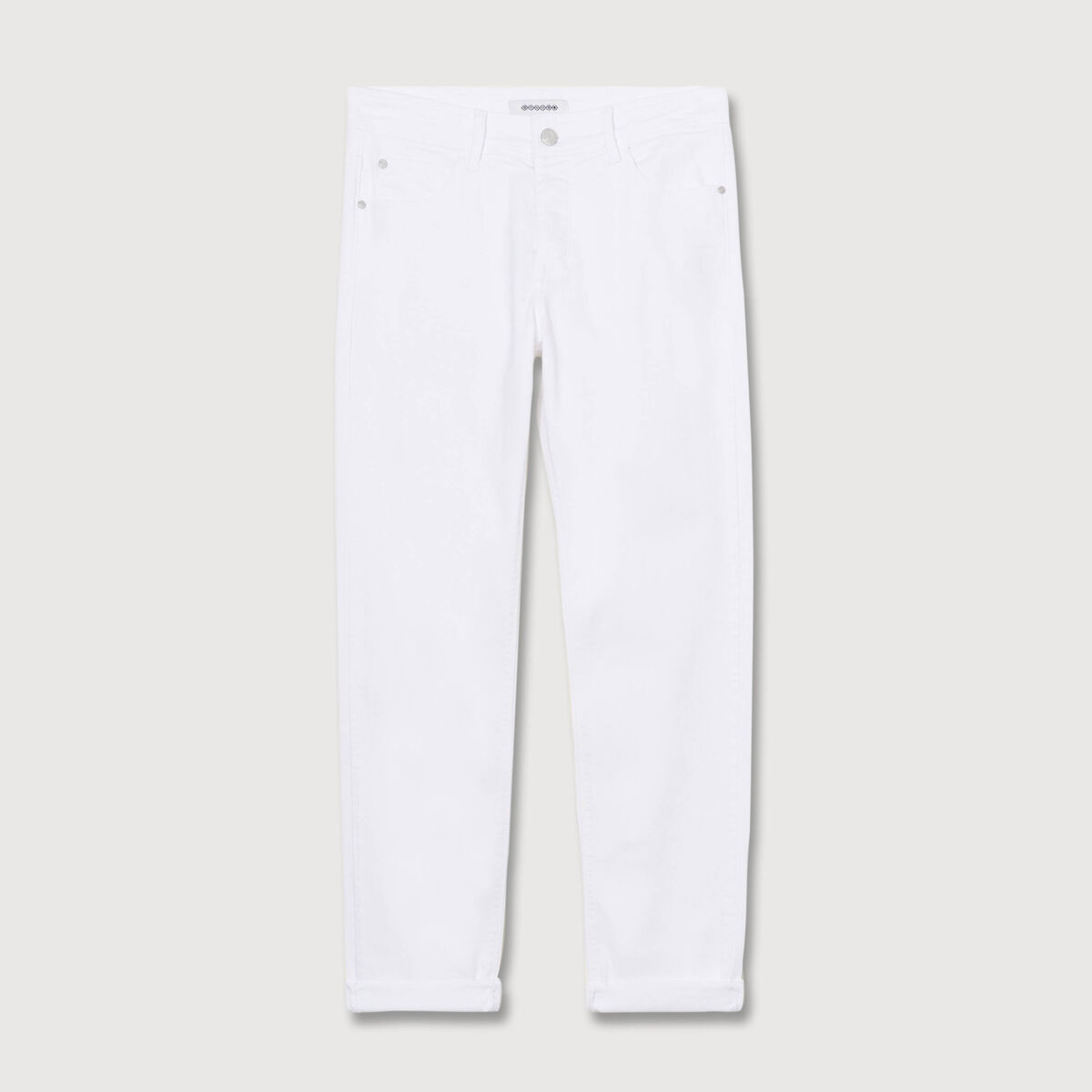 Jeans girlfriend taille haute denim blanc femme