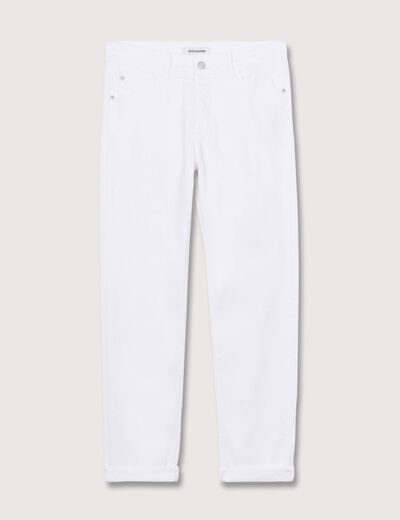 Jeans girlfriend taille haute denim blanc femme