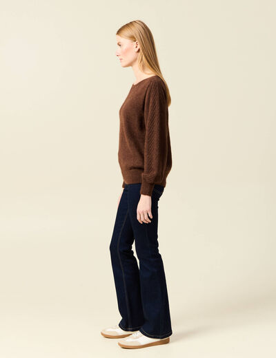 Pull manches longues fabriqué en France marron foncé femme