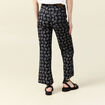 Pantalon large cropped taille haute bleu marine femme