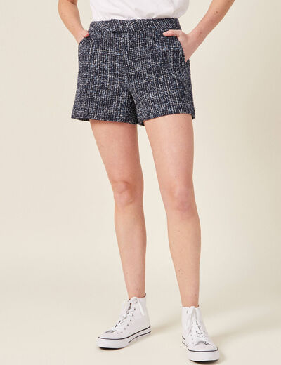 Short droit 2 poches bleu marine femme