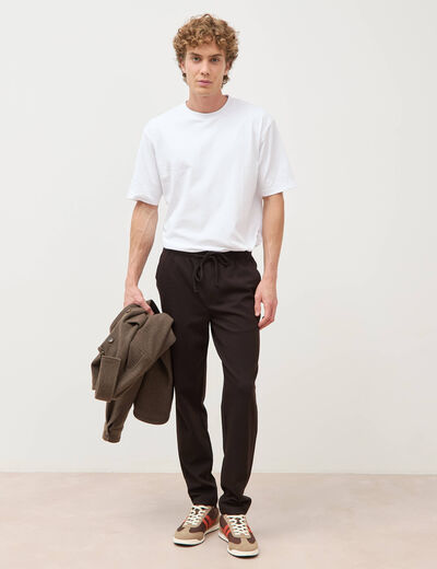 Pantalon chino jogger marron homme