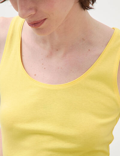 D&eacute;bardeur cintr&eacute; d&eacute;collet&eacute; sans manches jaune femme