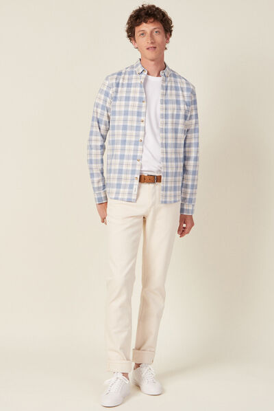 Chemise manches longues bleu gris homme