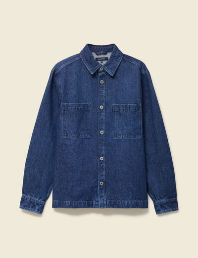 Surchemise en jeans coton coupe droite denim stone homme