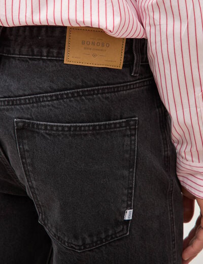 Jeans large longueur 34 en coton denim noir homme