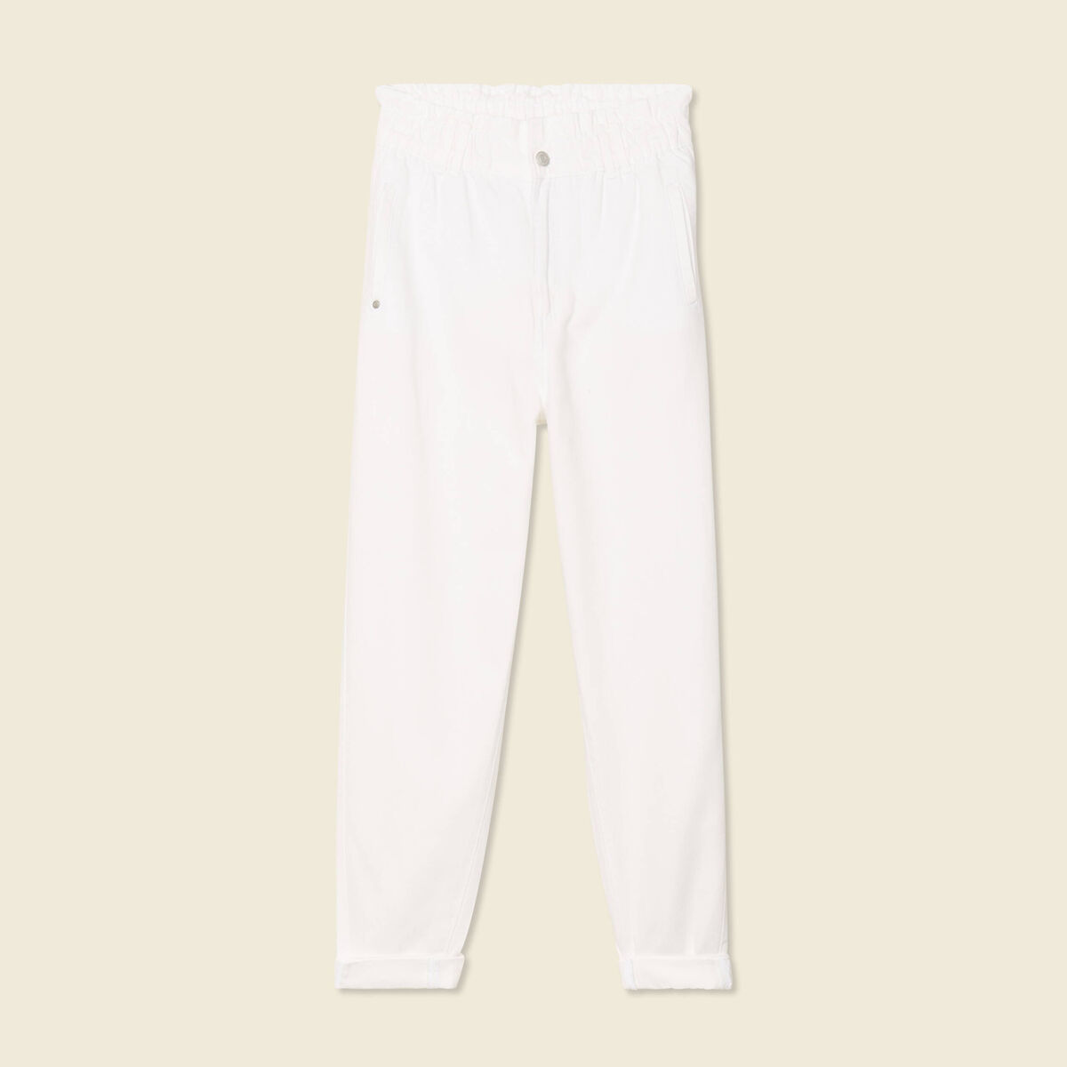 Jeans slouchy taille haute denim blanc femme