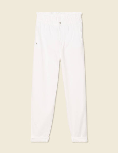 Jeans slouchy taille haute denim blanc femme