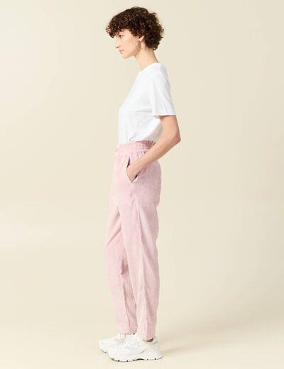 Tregging velours 7/8ème rose pastel femme