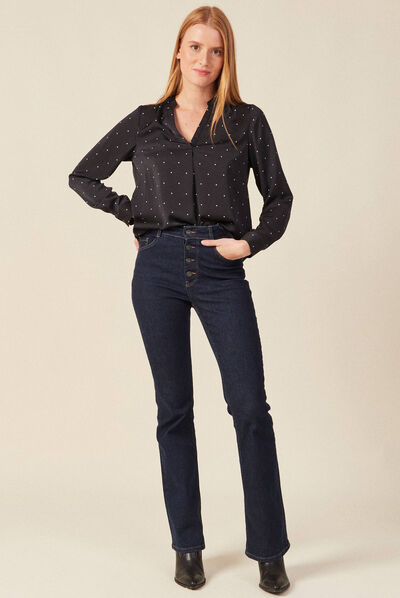 Blouse manches longues noir femme