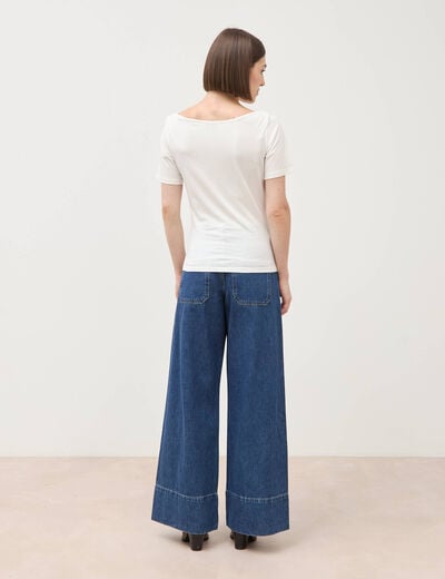 T-shirt ajust&eacute; manches courtes ecru femme