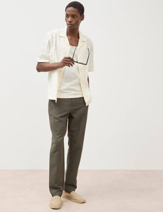 Chino coupe droite longueur 32 vert fonc&eacute; homme
